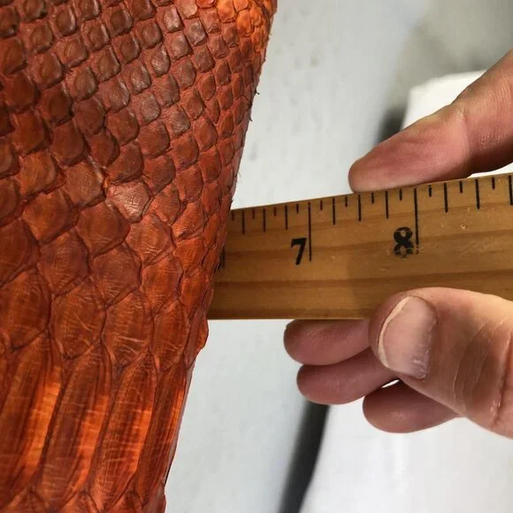 Tote Bag Womens Orange Python Snakeskin Leather Large Shoulder Handbag - Picture 4 of 16